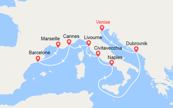 itinéraire croisière Méditerranée Occidentale : De Venise à Marseille 