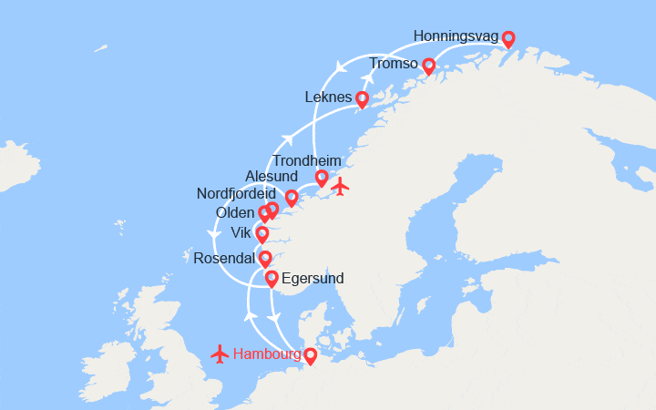 Itinéraire Des Fjords Norvégiens au Cap Nord 