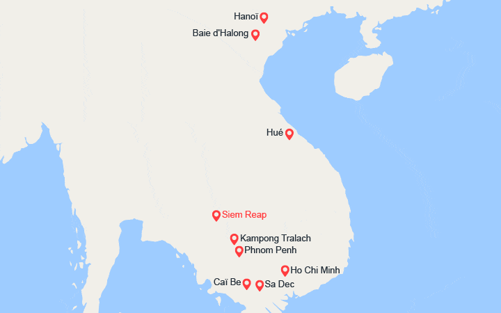 itinéraire croisière Mékong - Mékong : Des Temples d'Angkor au Delta du Mékong, les villes impériales, Hanoï et la Baie d'Along (1R9_PP)