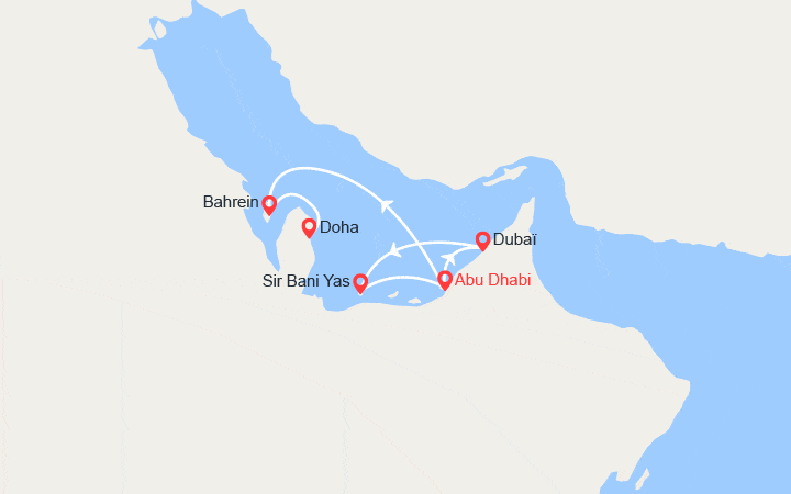 Itinéraire Désert Fantastique : Sir Bani Yas Island, Abu Dhabi, Bahrein, Doha .. 