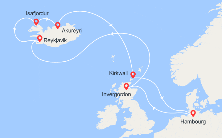 itinéraire croisière Islande - Iles Britanniques : Écosse et Islande