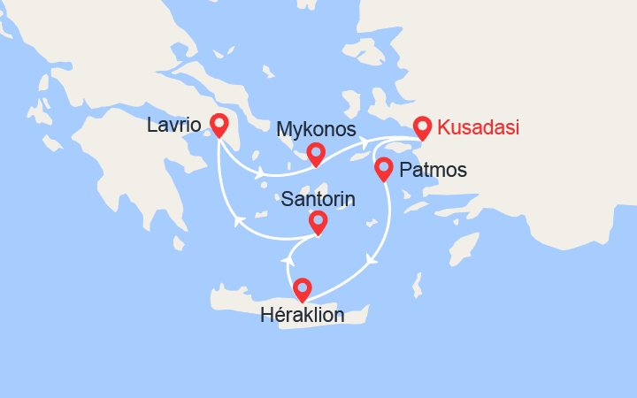 itinéraire croisière Iles grecques : Emblématique Mer Egée: Cyclades, Crète - 5 destinations - Kusadasi 