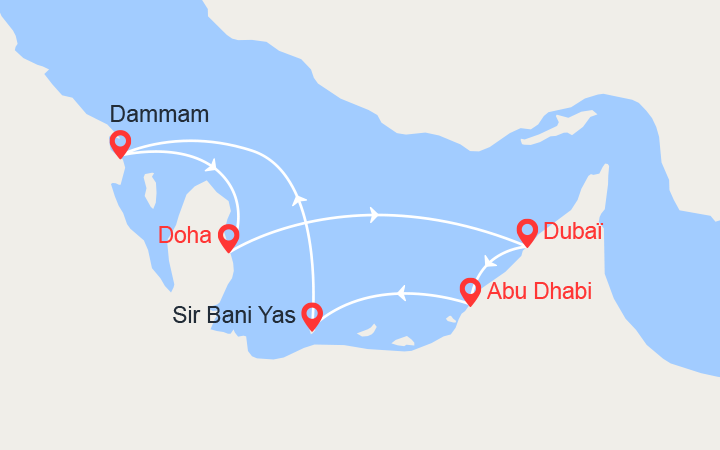 itinéraire croisière Moyen Orient : Emirats, Arabie Saoudite, Qatar 