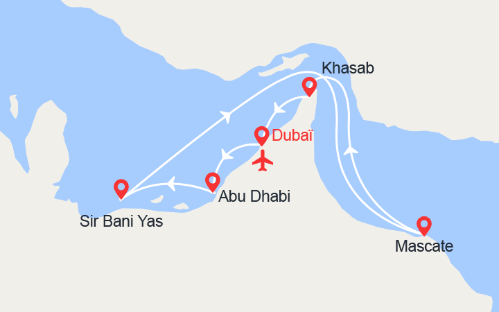 itinéraire croisière Moyen Orient : Émirats Arabes et Oman | Vols inclus 