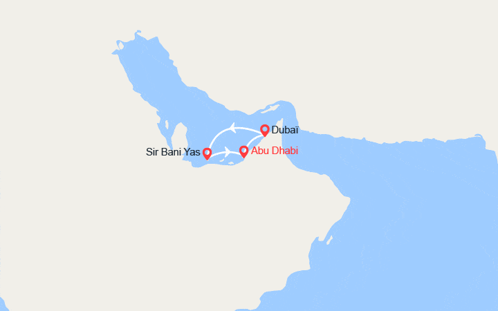 Itinéraire Émirats arabes unis : Abu Dhabi, Dubaï, Sir Bani Yas 