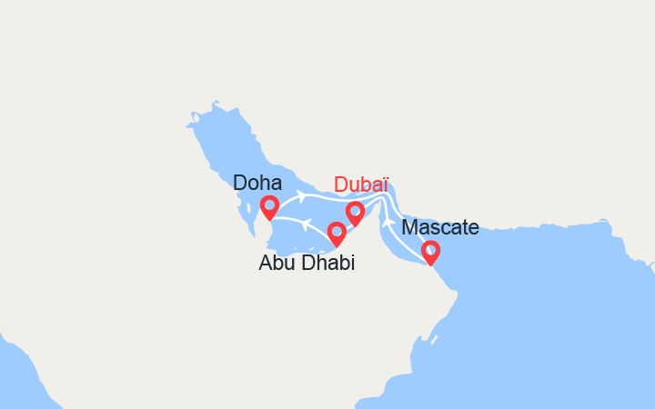 itinéraire croisière Moyen Orient - Mer Rouge : Emirats Arabes Unis, Qatar, Oman 