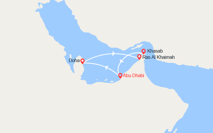 Itinéraire Émirats arabes unis, Qatar, Oman 