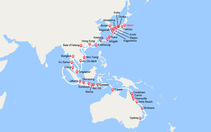 Itinéraire Entre l'Asie et l'Australie 