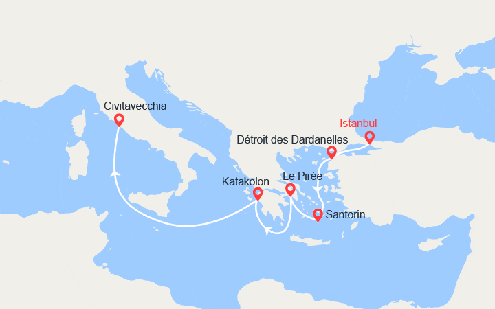 itinéraire croisière Méditerranée Orientale : Escapade de la Turquie vers Rome 