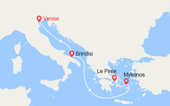 itinéraire croisière Méditerranée Orientale - Iles grecques : Escapade en Grèce : de Venise à Athènes 