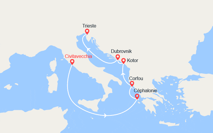 itinéraire croisière Méditerranée Orientale : Escapade en Méditerranée 