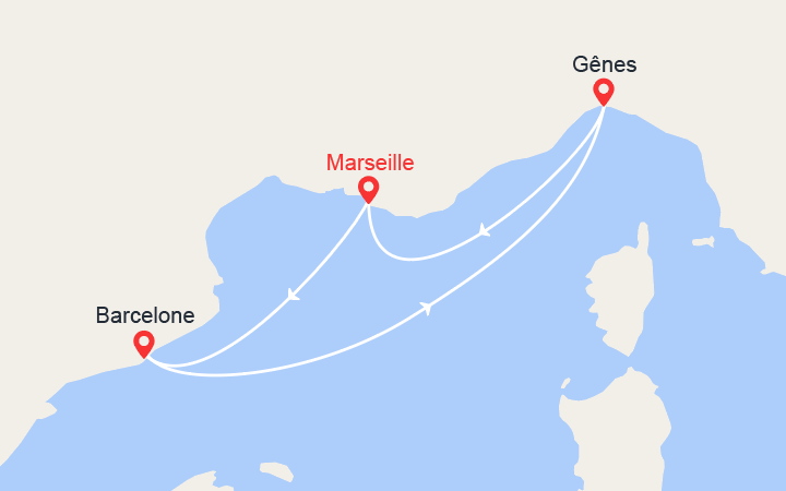 itinéraire croisière Méditerranée Occidentale : Escapade en Méditerranée : Espagne, Italie, Provence 