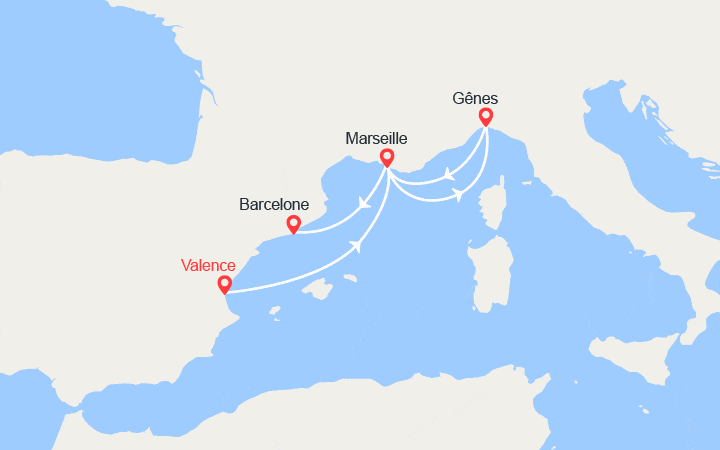 Itinéraire Escapade en Méditerranée : Espagne, Italie, Provence 
