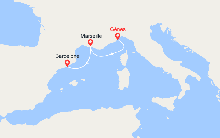 itinéraire croisière Méditerranée Occidentale : Escapade en Méditerranée : Italie, France, Espagne 