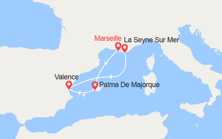 itinéraire croisière Méditerranée Occidentale : Escapade en Méditerranée : Provence et Espagne 