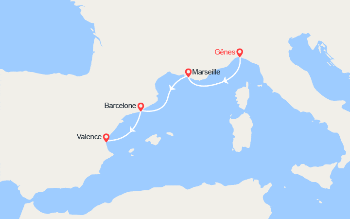 Itinéraire Escapade en Méditerranée: de Gênes à Valence 