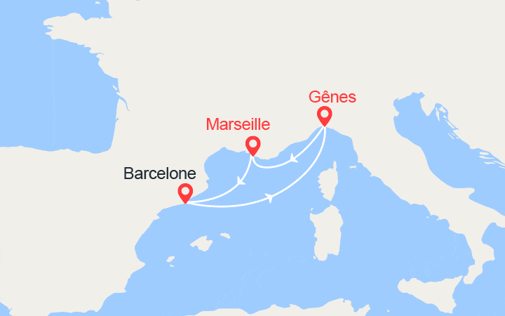 itinéraire croisière Méditerranée Occidentale : Escapade Espagne, Italie 