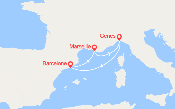 itinéraire croisière Méditerranée Occidentale : Escapade France, Italie, Espagne 