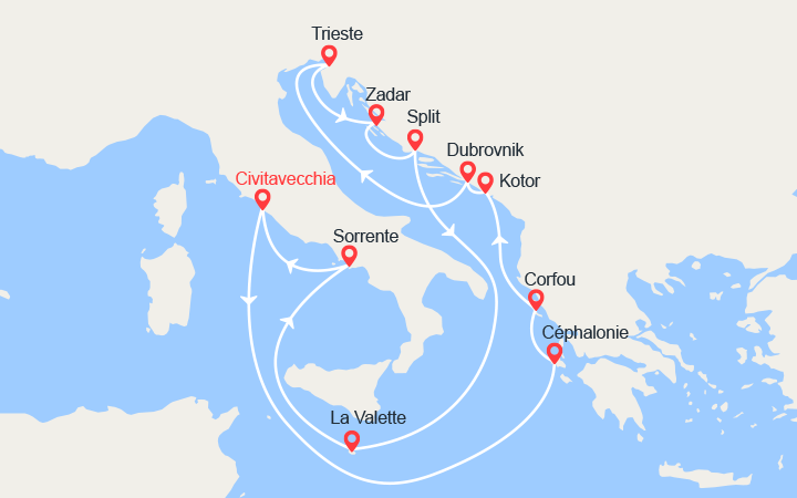 itinéraire croisière Méditerranée Orientale : Escapade vers la mer Adriatique 