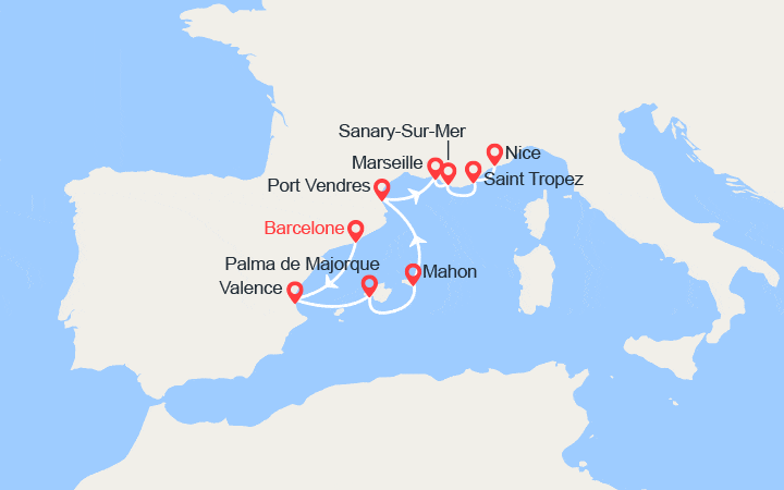 Itinéraire Espagne, France 