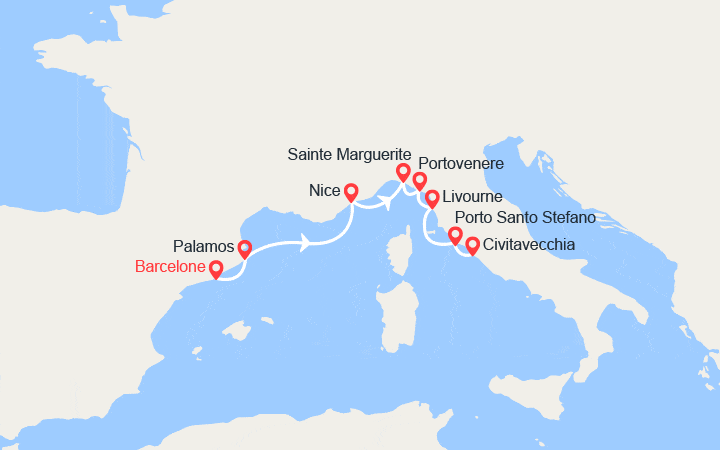 Itinéraire Espagne, France, Italie 