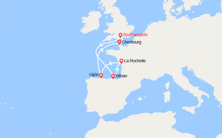 Itinéraire Espagne, France au départ du Royaume-Uni 