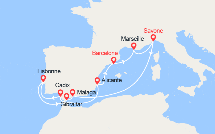 Itinéraire Espagne, Gibraltar, Portugal, France 