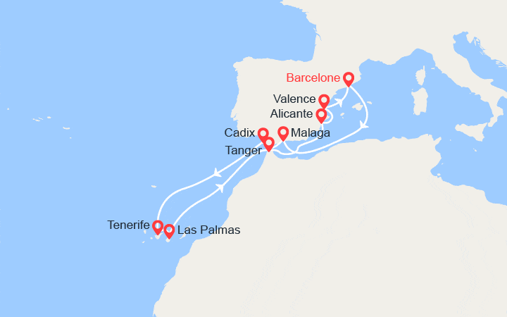 Itinéraire Espagne, Iles Canaries, Maroc 