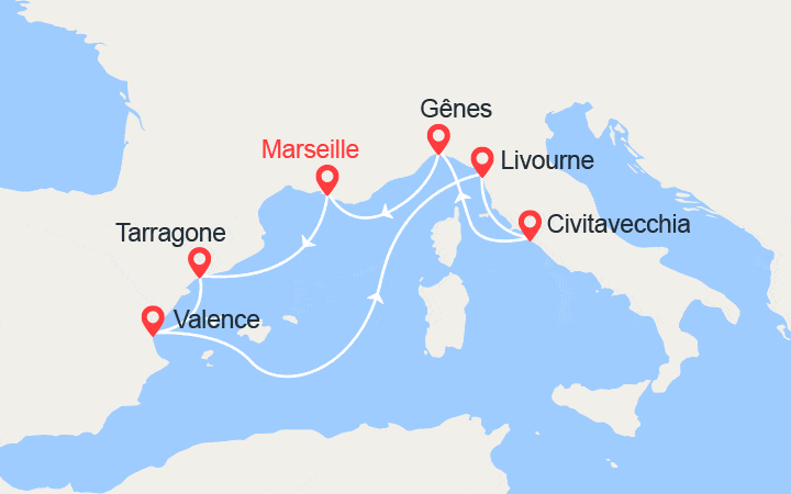 itinéraire croisière Méditerranée Occidentale - Méditerranée Occidentale : Espagne, Italie 