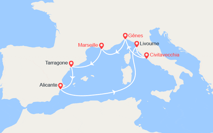 Itinéraire Espagne, Italie 