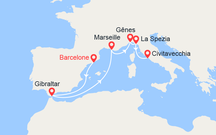 Itinéraire Espagne, Italie, France 