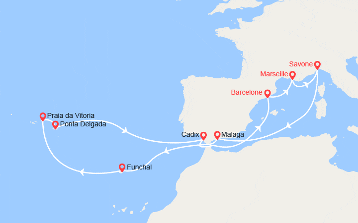 Itinéraire Espagne, Madère, Açores 