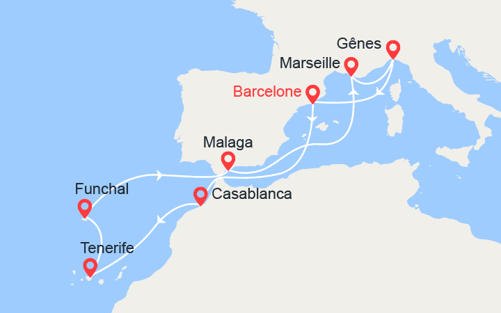 Itinéraire Espagne, Maroc, Canaries, Madère 
