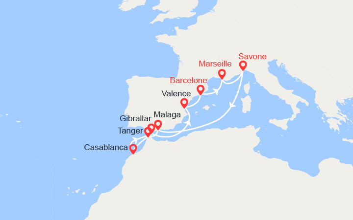 Itinéraire Espagne, Maroc, Gibraltar 
