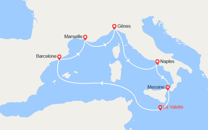 Itinéraire Espagne, Provence, Italie, Sicile 