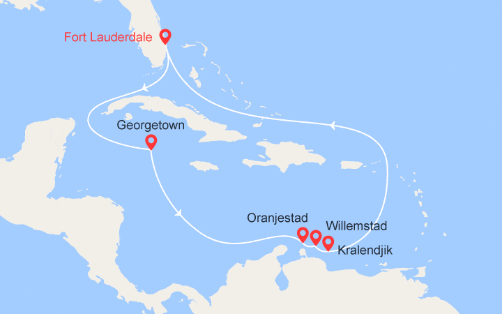 Itinéraire Etats-Unis, Iles Caïmans, Aruba, Curacao et Bonaire 
