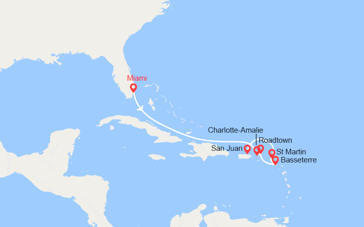 Itinéraire États-Unis, îles Vierges, St Christophe et Niévès, Porto Rico 