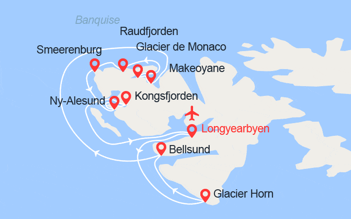 itinéraire croisière Europe du Nord - Spitzberg : EXPÉDITION Fjords et glaciers du Spitzberg 
