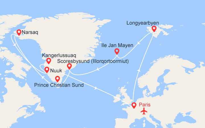 itinéraire croisière Groenland - Arctique - Antarctique : EXPÉDITION Le Groenland des grands explorateurs 