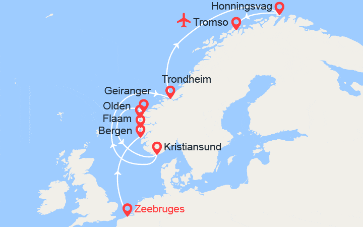 itinéraire croisière Fjords : Fjords, îles Lofoten et cap Nord