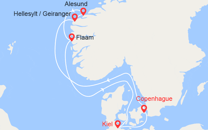Itinéraire Fjords de Norvège : Hellesylt, Alesund, Flam 