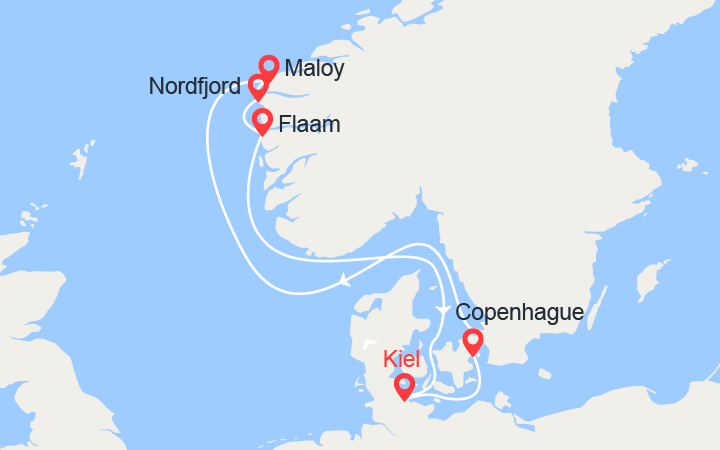 itinéraire croisière Fjords : Fjords de Norvège : Maloy, Nordfjordeid,Flam 