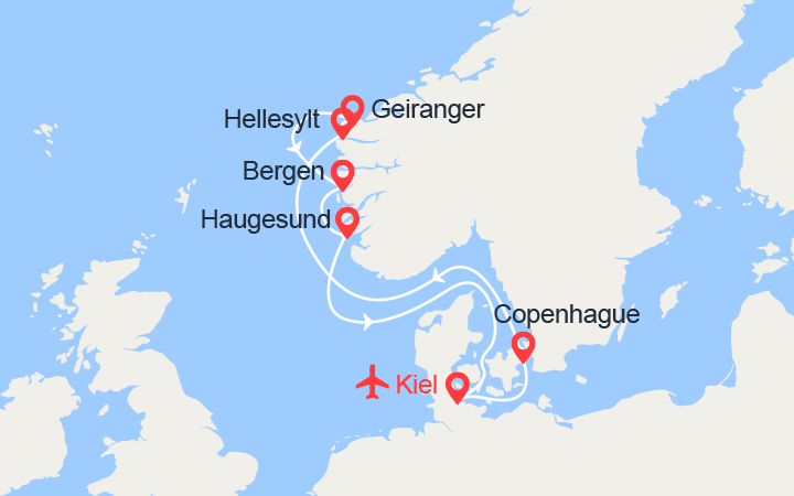 itinéraire croisière Fjords - Fjords : Fjords de Norvège - Vols inclus 