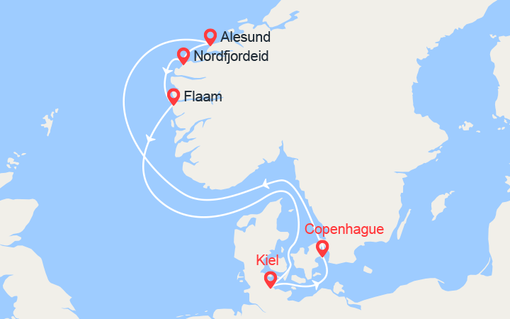 itinéraire croisière Fjords : Fjords de Norvège: Alesund, Nordfjordeid, Flam