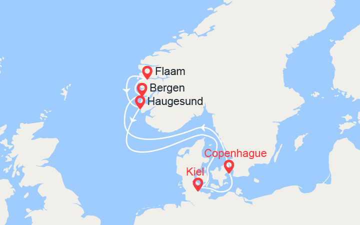itinéraire croisière Fjords - Fjords : Fjords de Norvège: Bergen, Flam, Haugesund 