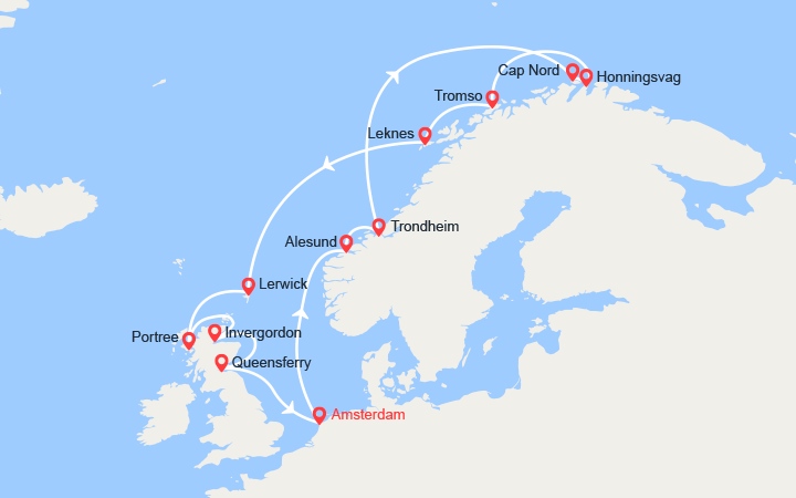 Itinéraire Fjords de Norvège, Cap Nord et Ecosse 