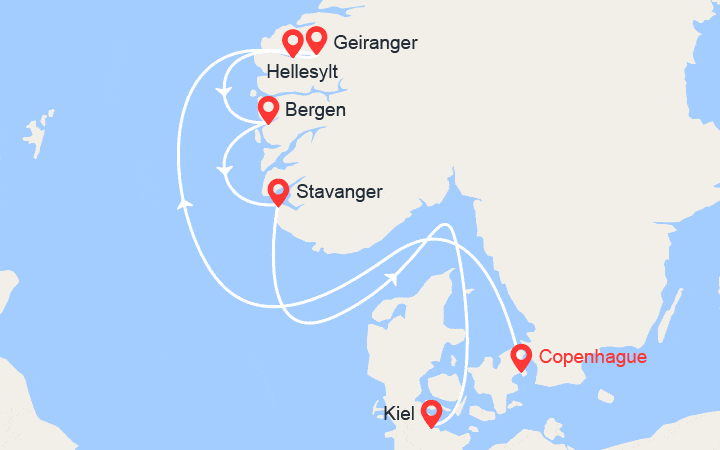 Itinéraire Fjords de Norvège: Geiranger, Bergen, Stavanger 