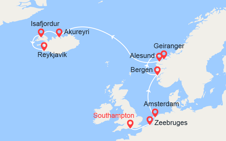 itinéraire croisière Fjords - Islande : Fjords et Islande 