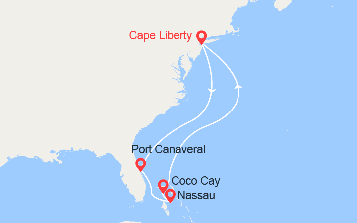 itinéraire croisière Caraïbes et Antilles : Floride et Bahamas au départ de New York 
