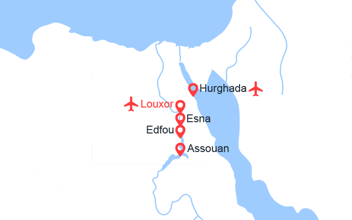 itinéraire croisière Nil - Nil : FRAMISSIMA - Gloire des Pharaons et séjour au Continental Hurghada